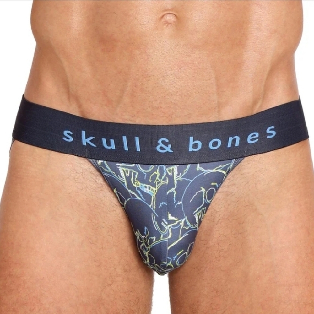 Skull & Bones Outlined Tossed Skull Jock